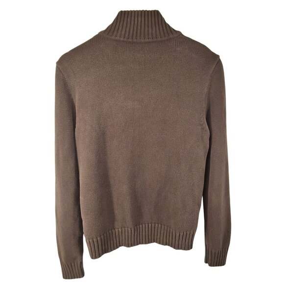 Ralph Lauren Chocolate Brown Full-Zip Ribbed Collar Knit Cardigan Sweater Medium - Picture 5 of 5